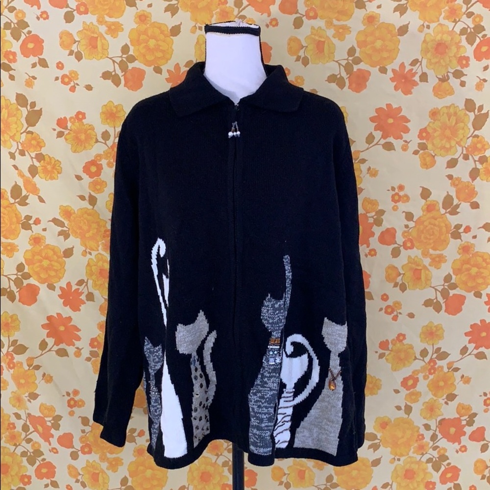 Super Cute True Vintage Beaded Cat Sweater